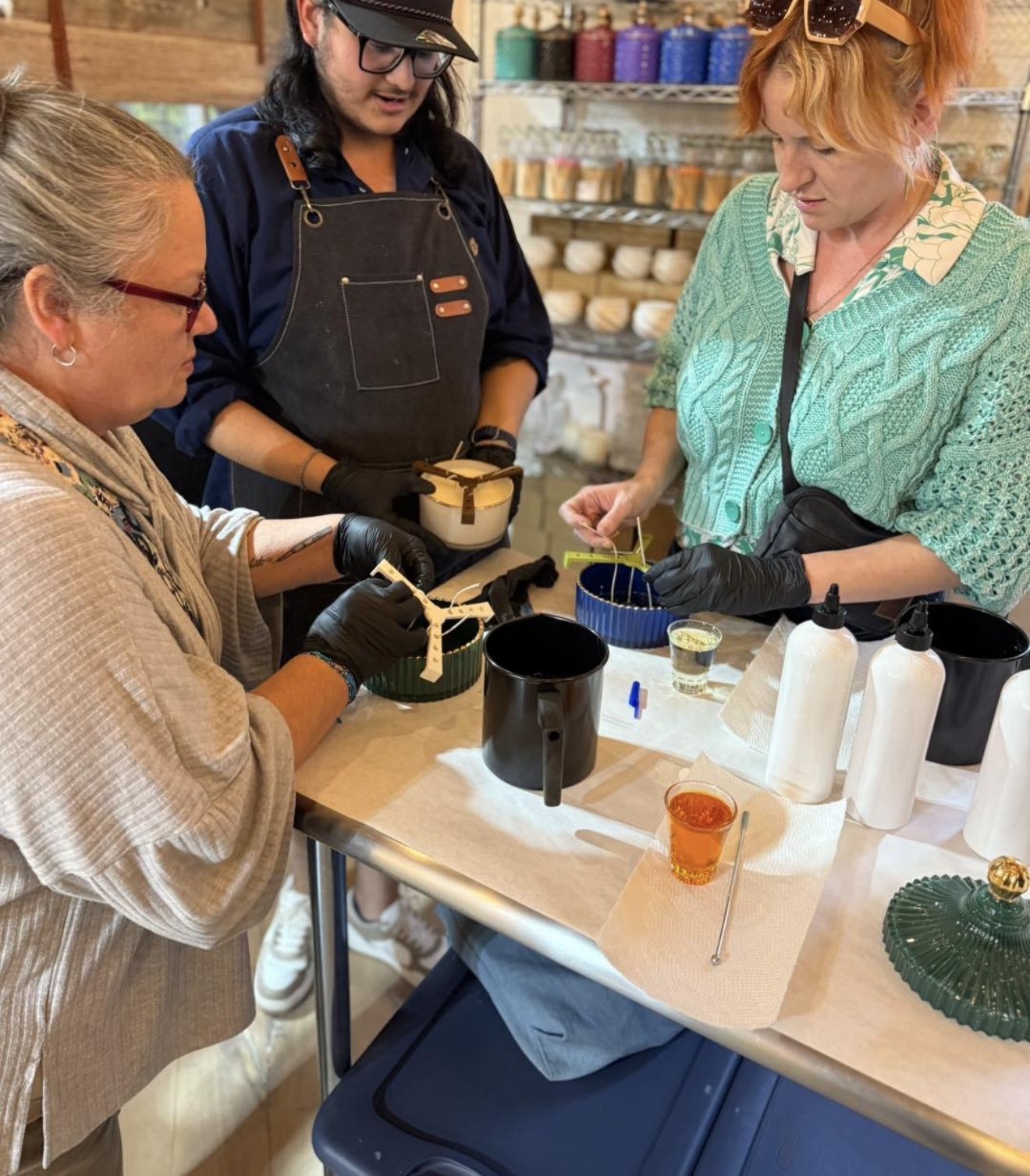 Pouring a hand-made candle at the Seventh Sense Studio