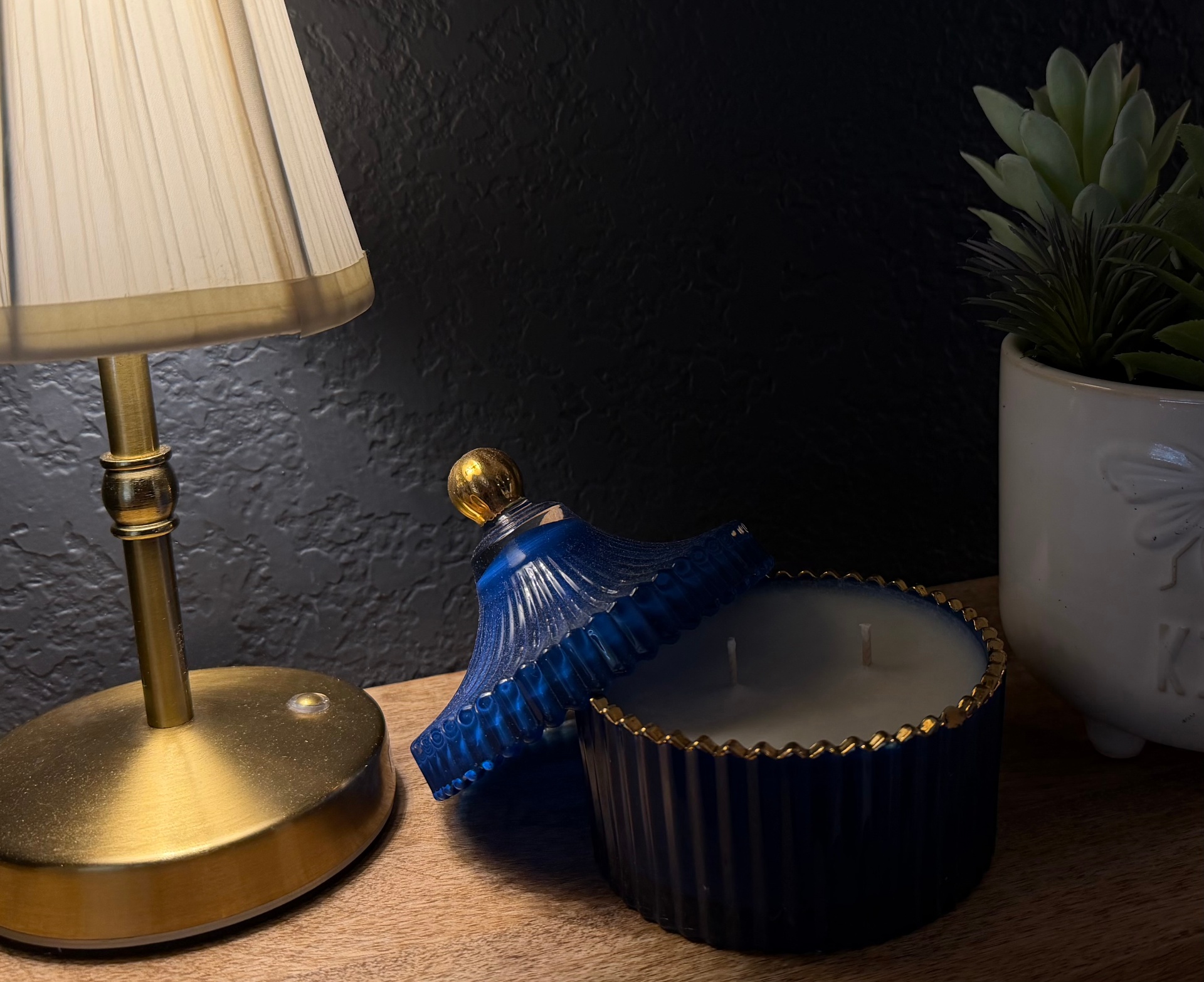 A Seventh Sense Home Collector's Edition vessel resting in a styled home