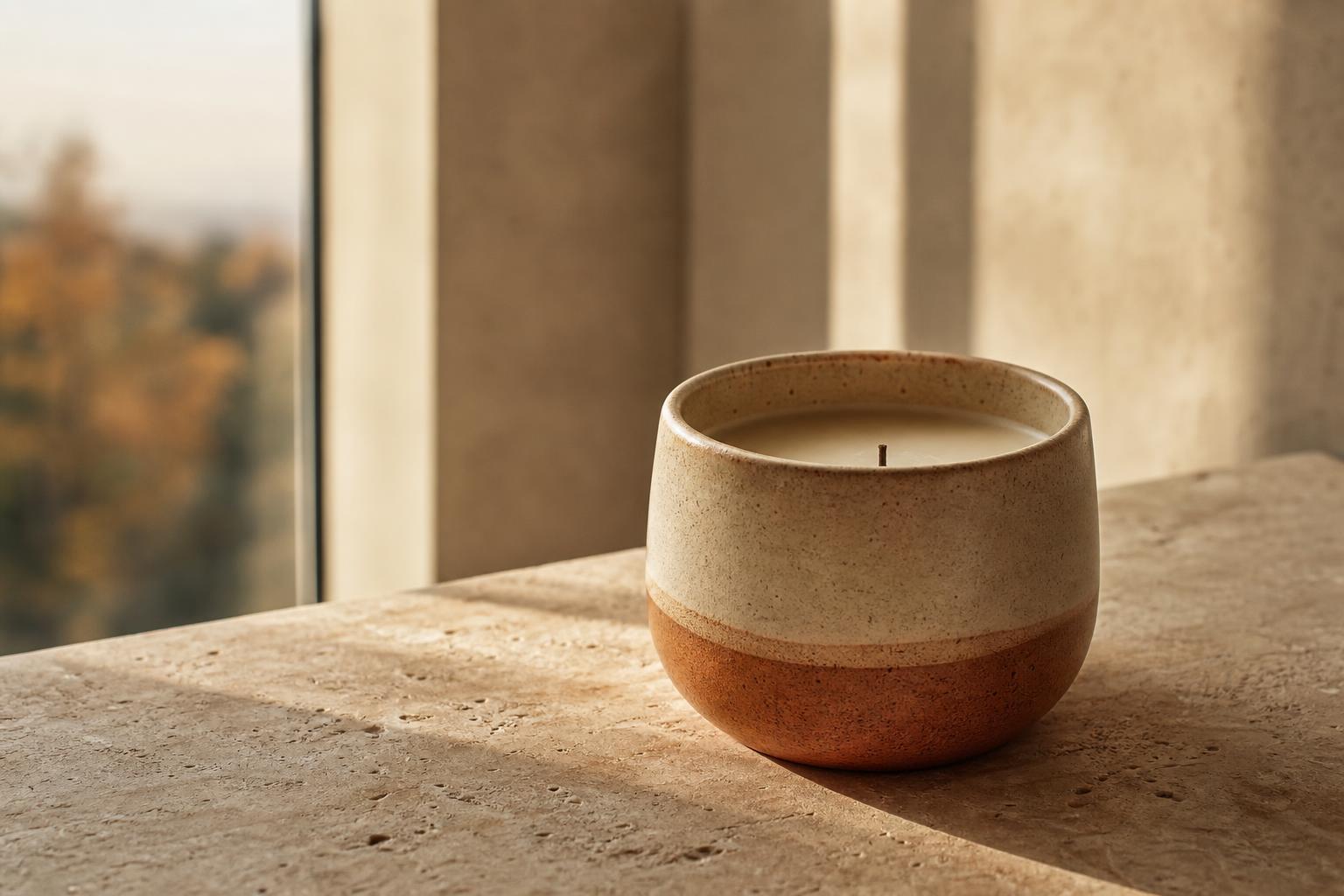 A Seventh Sense Home refillable vessel resting in a beautifully styled home